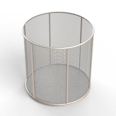 Anysizebasket Round Wire Mesh Basket: 12Dia. x 12H, 304 SS, 1/4 Rod Frame, No Handles, Mesh: 4 x .063 TMT-120RND120-N04S